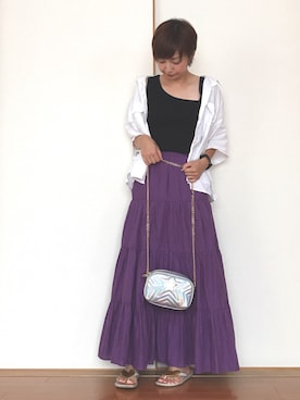 「LOWRYS FARM（ローリーズファーム）のショートＣＰＯシャツ　841006（シャツ/ブラウス）」を使った、chiroruᵕ̈*さん（レディース・152cm）の夏コーディネート