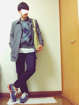 「リーバイス」｜「アイテム（ステンカラーコート）」を使った、しんちゃんさん（メンズ・171cm）の冬コーディネート