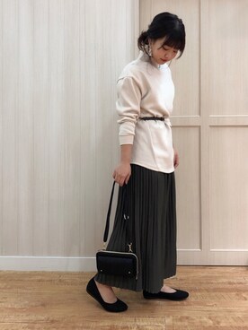 「Cutie Blonde（キューティーブロンド）の【すそくるっ】プリーツスカンツ（その他パンツ）」を使った、mamiさん（レディース・157cm）の冬コーディネート