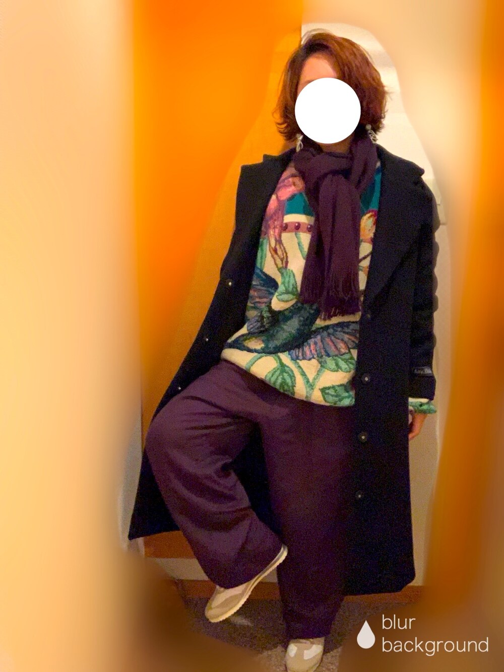 「SUGAR STREET WEAVERS、古着、le coq sportif、柄ニット、カラーパンツ、LOWRYS FARM」｜「SUGAR STREET WEAVERSのアイテム（ニット/セーター、ベージュ系）」を使った、☺︎☺︎☺︎さん（レディース・153cm）の冬コーディネートの1枚目の写真