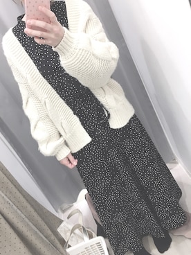 「DISCOAT（ディスコート）の太ケーブルカーディガン（カーディガン/ボレロ）」を使った、Yukaさん（レディース・152cm）の冬コーディネート