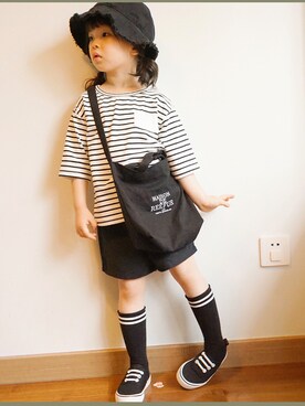 「日系休闲」｜「アイテム（帽子）」を使った、yiyiさん（キッズ・100cm）の春コーディネート