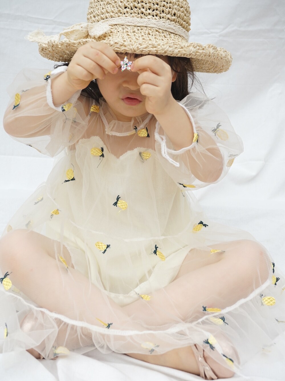 「夏、宽松、连衣裙、kids、2019ss」｜「漪家童装のアイテム（ワンピース、イエロー系）」を使った、yiyiさん（キッズ・100cm）の春コーディネートの1枚目の写真