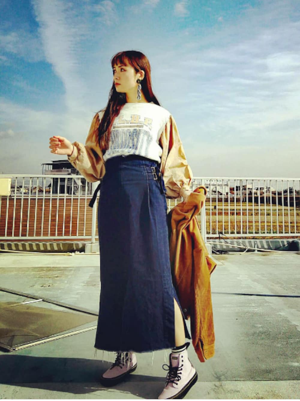 PUTUMAYO コーデュロイ　ジャケット&スカート セール】 コーデュロイ ラップ風デザインスカート （ロング・マキシ丈