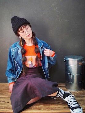 「黒コンバース」｜「アイテム（ジャケット/アウター）」を使った、IMOKOさん（レディース・170cm）の春コーディネート