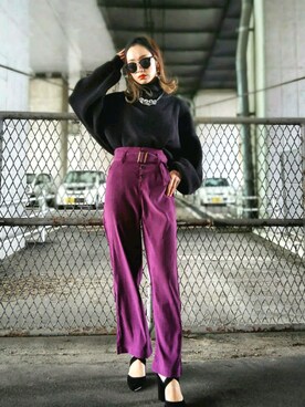 「サングラススタイル」｜「アイテム（パンプス）」を使った、IMOKOさん（レディース・170cm）の秋コーディネート