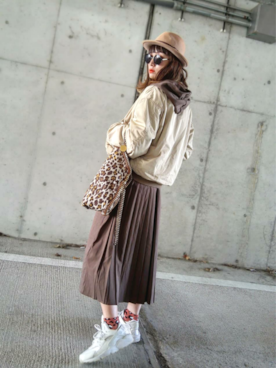 「ハットコーデ」｜「アイテム（ブルゾン）」を使った、IMOKOさん（レディース・170cm）の秋コーディネート