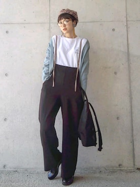 「Happy John（ハッピージョン）のアイテム（オールインワン・サロペット）」を使った、IMOKOさん（レディース・170cm）の春コーディネート