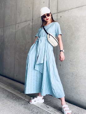 「Sinfu（シンフ）のアイテム」を使った、IMOKOさん（レディース・170cm）の夏コーディネート