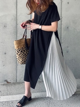 「petitcro（プティクロ）のpetitcro  ワイドバングル PCKB1901001（バングル/リストバンド）」を使った、IMOKOさん（レディース・170cm）の夏コーディネート