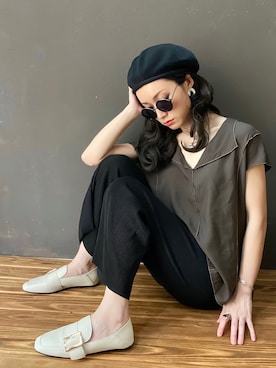 「バブーシュ」｜「アイテム（セットアップ）」を使った、IMOKOさん（レディース・170cm）の夏コーディネート