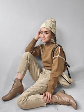 「Sinfu（シンフ）のアイテム」を使った、IMOKOさん（レディース・170cm）の秋コーディネート