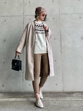 「パイピングコート」｜「アイテム（ハンチング/ベレー帽）」を使った、IMOKOさん（レディース・170cm）の冬コーディネート