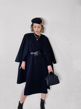 「KBF（ケイビーエフ）のアイテム（ノーカラーコート）」を使った、IMOKOさん（レディース・170cm）の冬コーディネート