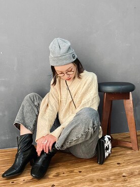 「Keith Haring（キース・ヘリング）のアイテム（帽子）」を使った、IMOKOさん（レディース・170cm）の冬コーディネート