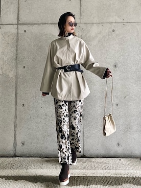 「ノーカラージャケット」｜IMOKOさん（レディース・170cm）の冬コーディネート