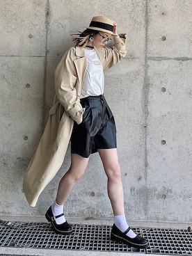 「シースルー」｜「アイテム（トレンチコート）」を使った、IMOKOさん（レディース・170cm）の春コーディネート