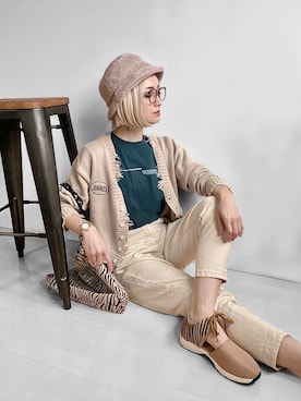 「Ctr1（コントロール）のCtr1/コントロール/ショートカーディガン（ニット/セーター）」を使った、IMOKOさん（レディース・170cm）の春コーディネート