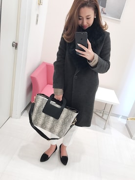 「M.deux（エムドゥ）のアイテム（チェスターコート）」を使った、miyaさん（レディース・155cm）の冬コーディネート