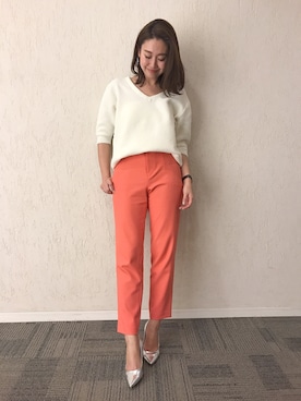 「Vネック」｜miyaさん（レディース・155cm）の春コーディネート