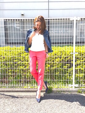「M.deux（エムドゥ）のアイテム（デニムジャケット）」を使った、miyaさん（レディース・155cm）の春コーディネート