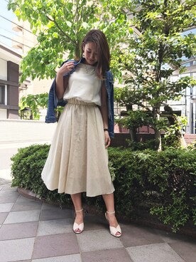 「M.deux（エムドゥ）のアイテム（シューズ）」を使った、miyaさん（レディース・155cm）の夏コーディネート