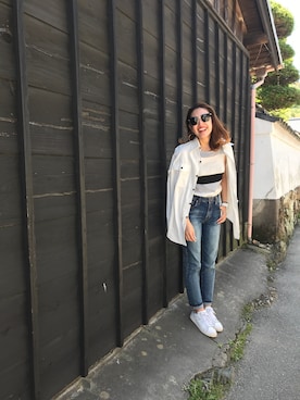「M.deux（エムドゥ）のアイテム（デニムパンツ）」を使った、miyaさん（レディース・155cm）の夏コーディネート