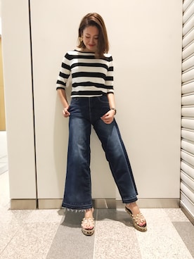 「M.deux（エムドゥ）のアイテム（デニムパンツ）」を使った、miyaさん（レディース・155cm）の夏コーディネート
