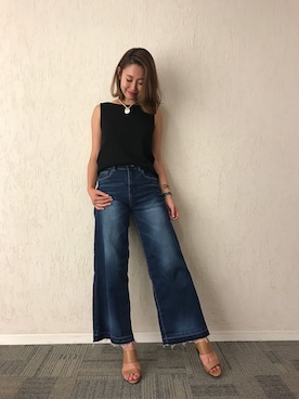 「M.deux（エムドゥ）のアイテム（デニムパンツ）」を使った、miyaさん（レディース・155cm）の夏コーディネート