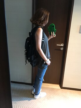「M.deux（エムドゥ）のアイテム（デニムパンツ）」を使った、miyaさん（レディース・155cm）の夏コーディネート