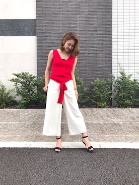「M.deux（エムドゥ）のワイドパンツ（その他パンツ）」を使った、miyaさん（レディース・155cm）の夏コーディネート