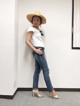 「M.deux（エムドゥ）のアイテム（シューズ）」を使った、miyaさん（レディース・155cm）の夏コーディネート