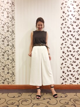「M.deux（エムドゥ）のワイドパンツ（その他パンツ）」を使った、miyaさん（レディース・155cm）の夏コーディネート