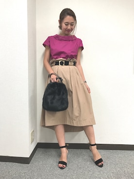 「M.deux（エムドゥ）のアイテム（ショルダーバッグ）」を使った、miyaさん（レディース・155cm）の夏コーディネート