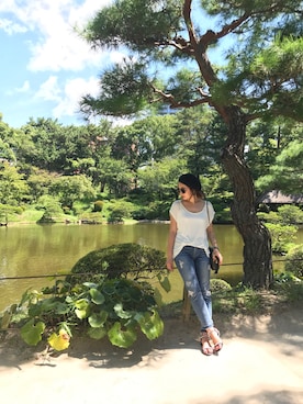「M.deux（エムドゥ）のアイテム（シューズ）」を使った、miyaさん（レディース・155cm）の秋コーディネート