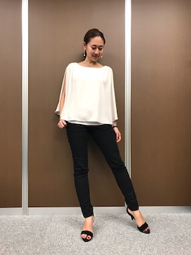 「M.deux（エムドゥ）のアイテム（デニムパンツ）」を使った、miyaさん（レディース・155cm）の秋コーディネート