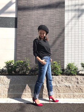 「M.deux（エムドゥ）のアイテム（帽子）」を使った、miyaさん（レディース・155cm）の秋コーディネート