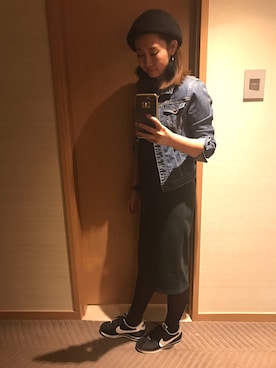「M.deux（エムドゥ）のアイテム（帽子）」を使った、miyaさん（レディース・155cm）の秋コーディネート