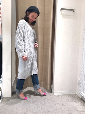 「M.deux（エムドゥ）のアイテム（帽子）」を使った、miyaさん（レディース・155cm）の冬コーディネート