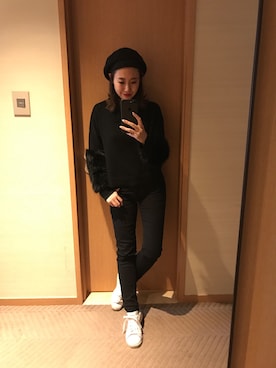 「M.deux（エムドゥ）のアイテム（帽子）」を使った、miyaさん（レディース・155cm）の冬コーディネート