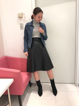 「M.deux（エムドゥ）のアイテム（シューズ）」を使った、miyaさん（レディース・155cm）の冬コーディネート