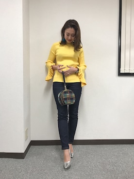 「M.deux（エムドゥ）のアイテム（デニムパンツ）」を使った、miyaさん（レディース・155cm）の冬コーディネート