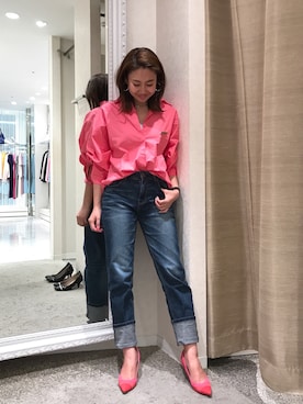 「M.deux（エムドゥ）のアイテム（デニムパンツ）」を使った、miyaさん（レディース・155cm）の冬コーディネート