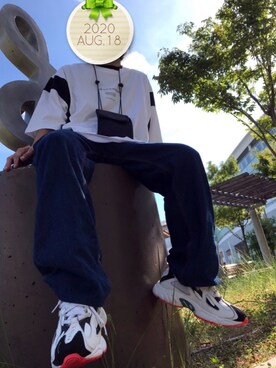 山田 翔平@相互使用「WEGO（WEGO/サイドカラーブロックビッグシルエットTシャツ）」的時尚穿搭