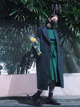 「H&M（エイチ・アンド・エム）のアイテム（チェスターコート）」を使った、マワリさん（レディース・166cm）の春コーディネート