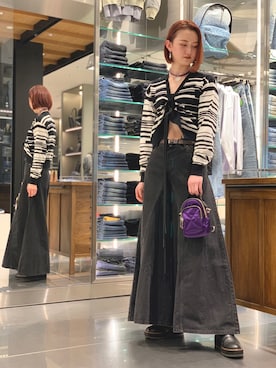「DIESEL」｜「アイテム（アクセサリー）」を使った、YUKARIさん（レディース・169cm）の春コーディネート