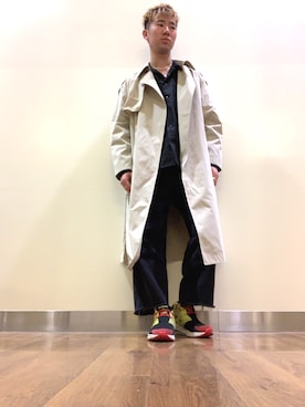 「Right-on（ライトオン）のアイテム（ステンカラーコート）」を使った、K.taikiさん（メンズ・172cm）の春コーディネート