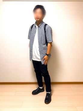 「Dr. Martens（ドクターマーチン）のDr.Martens / ドクターマーチン 1461 3EYE GIBSON SHOE 3ホール ギブソン シューズ ブーツ（ブーツ）」を使った、EI goodさん（メンズ・164cm）の夏コーディネート