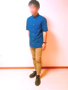 「Dr. Martens（ドクターマーチン）のDr.Martens / ドクターマーチン 1461 3EYE GIBSON SHOE 3ホール ギブソン シューズ ブーツ（ブーツ）」を使った、EI goodさん（メンズ・164cm）の夏コーディネート