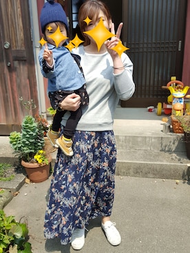 「NOISE MAKER（ノイズメーカー）のアイテム（スウェット）」を使った、田中繁樹さん（メンズ・167cm）の春コーディネート